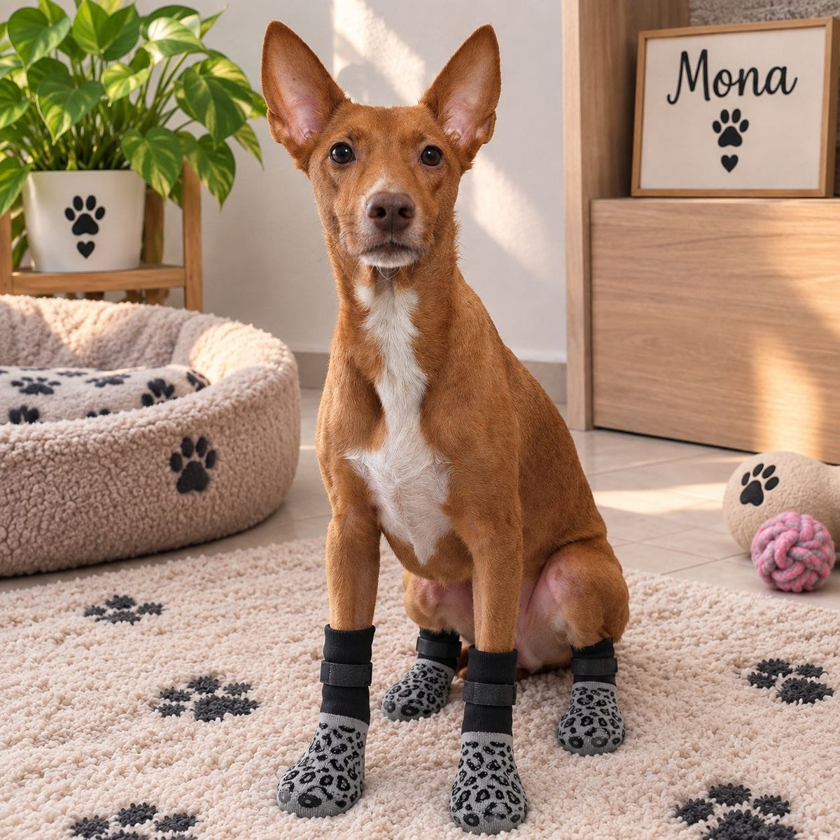 Non-Slip Dog Socks for Smooth Floors